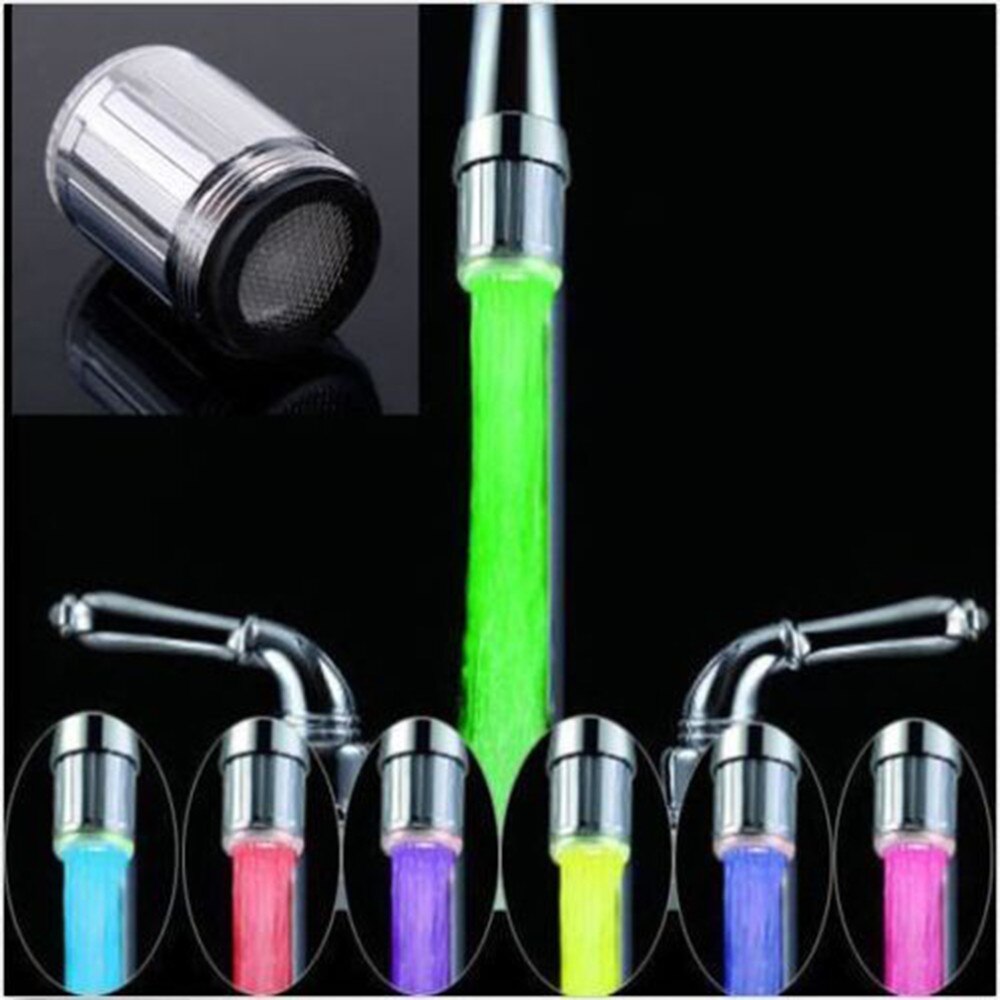 7 Kleur Rgb Kleurrijke Led Light Water Glow Kraan Tap Head Home Badkamer Decoratie Roestvrij Staal Water Tap