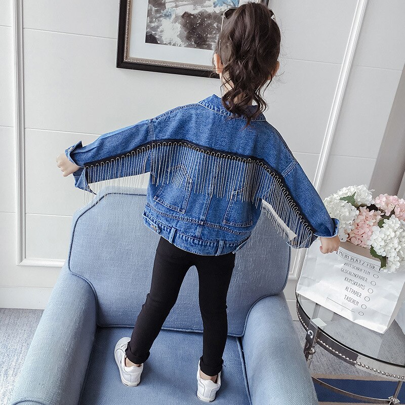 Denim Jasje Voor Meisjes Denim Jassen Mode Kinderen Lente Herfst Jas Kinderen Kwastje Jas Tiener Meisjes Jas Meisjes jas