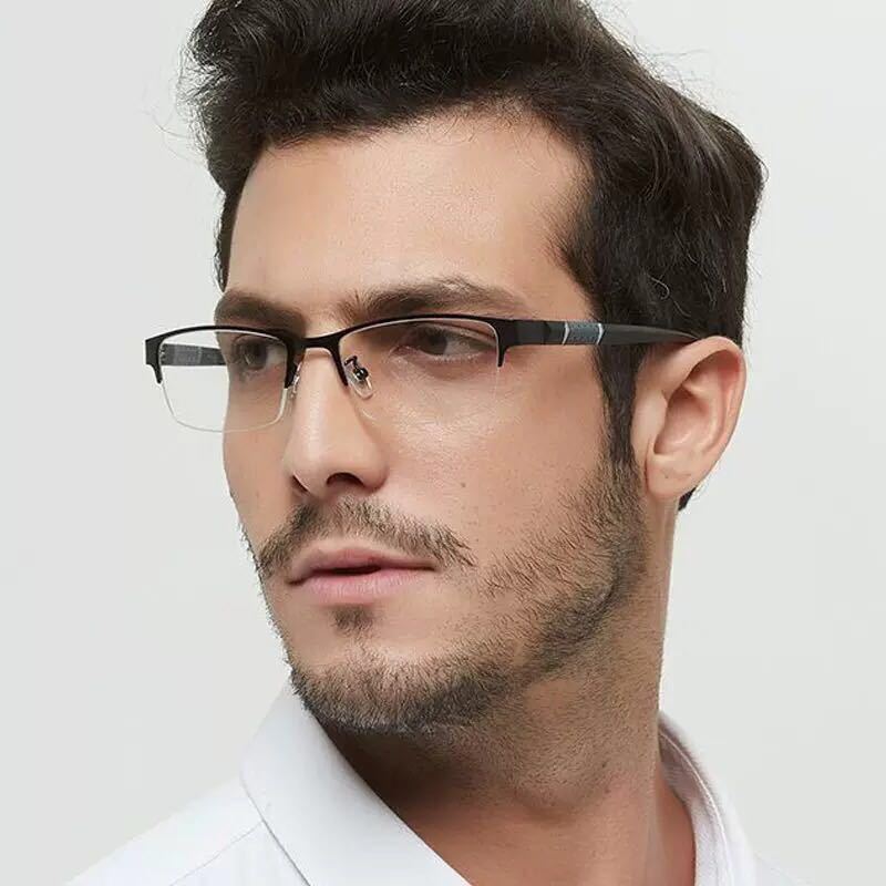 Geschäft Myopie Brille Halb Metall Rahmen Kurzsichtig Gläser unisex Myopie Harz Klar Spiegel 0-0,5-1-1,5 -2-2,5-5-5,5-6