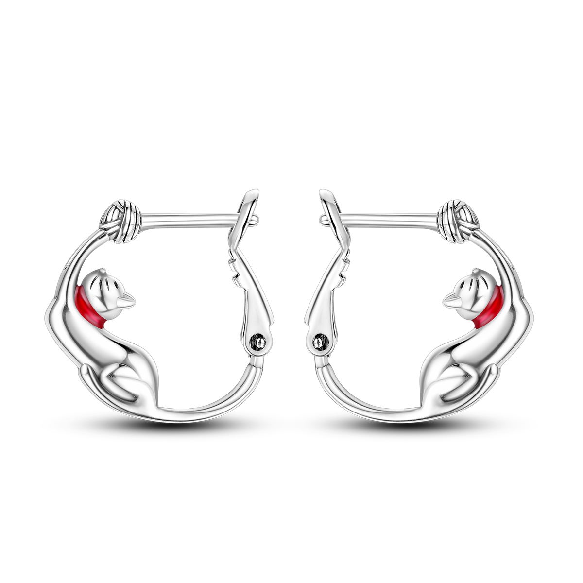 925 örhängen i sterlingsilver med söt lata katter, djur, husdjur, smycken, ringörhängen för kvinnor, fina smycken för födelsedagsfest: Svart