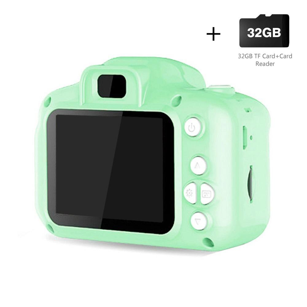 3 Colors Kids Digital H D 1080P Video Camera 2.0 Inch 1300w px Color Display Children Baby: Green with Card