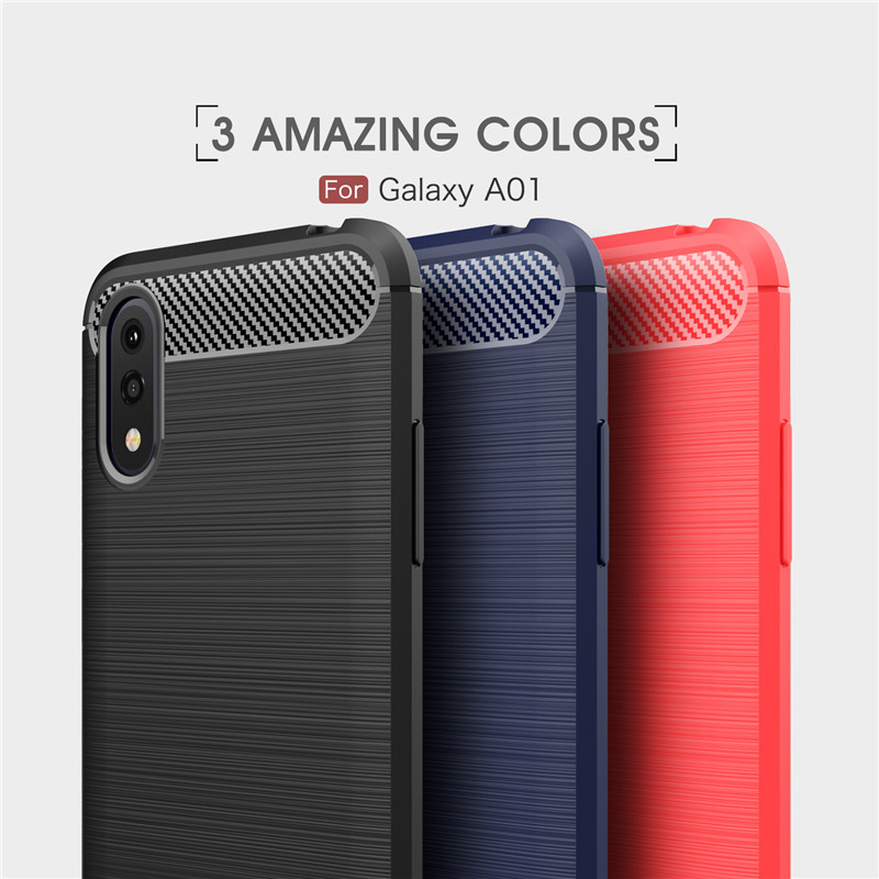 Voor Samsung Galaxy A01 Case Voor Samsung A01 Bumper Zacht Carbon Fiber Back Cover Voor Samsung Galaxy A01 Telefoon Gevallen 5.7''