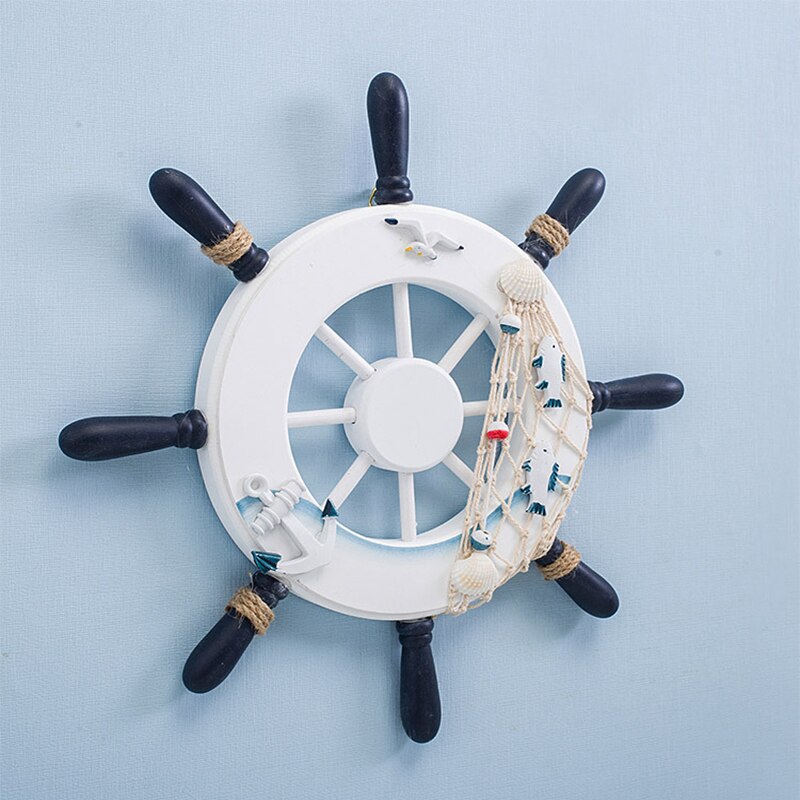Decoración náutica de madera para el hogar, adorno colgante de timón de barco, decoración de puerta de pared, tema de playa