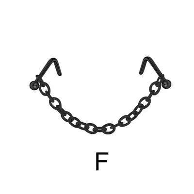 Novo nariz duplo piercing corrente nariz para narina piercing aço inoxidável nariz parafuso prisioneiro decoração brinco piercing corrente feminina: 3CM / F