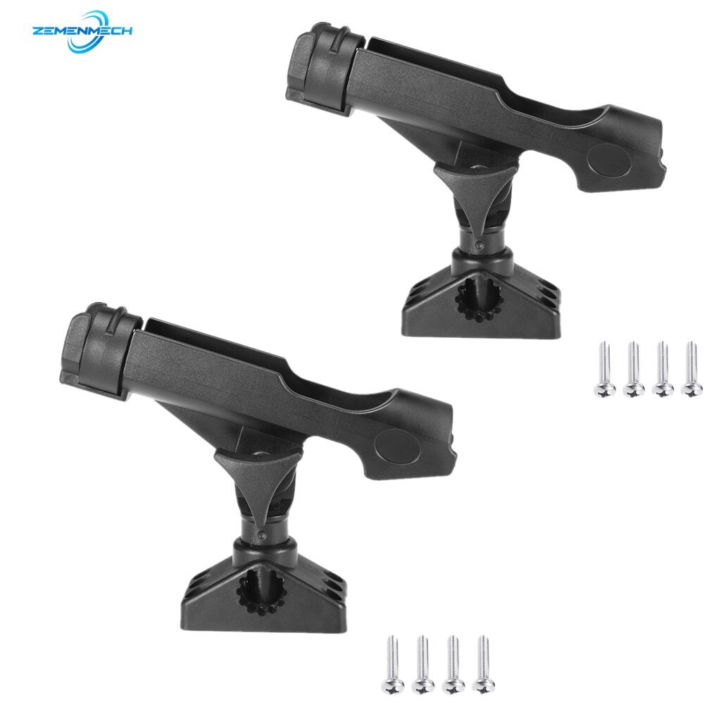2 Plastic Fishing Rod Holder Clamp On Adjustable Removable 360 Degree Kayak Boat Support Pole Stand Bracket Inflatable Catamaran