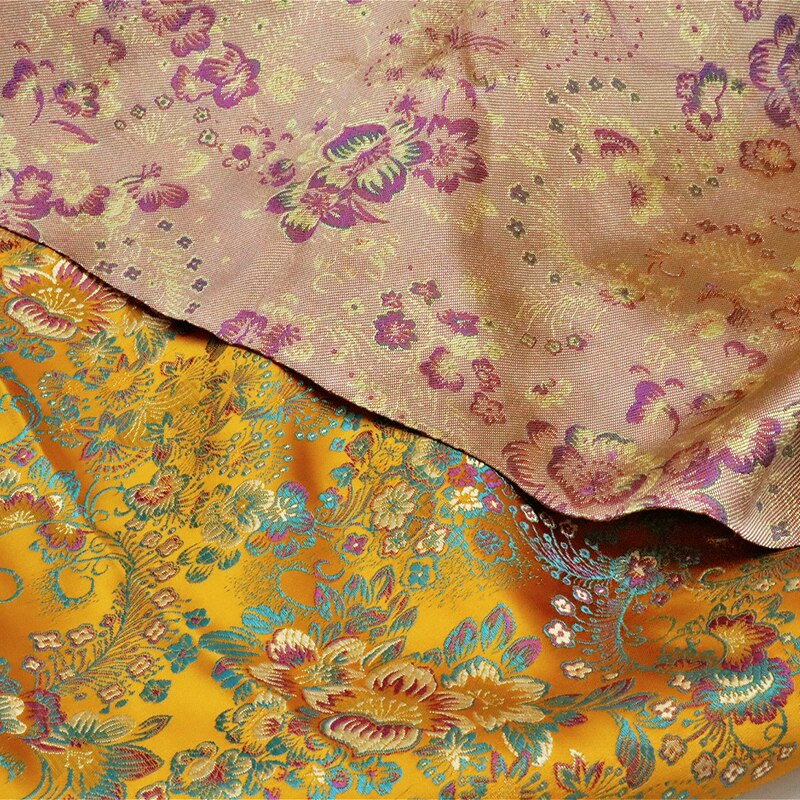Pruimenbloesem stijl Brokaat satijn Stof Damast Jacquard Kleding Kostuum Bekleding Inrichting Gordijn Kleding Materiaal DOOR meter