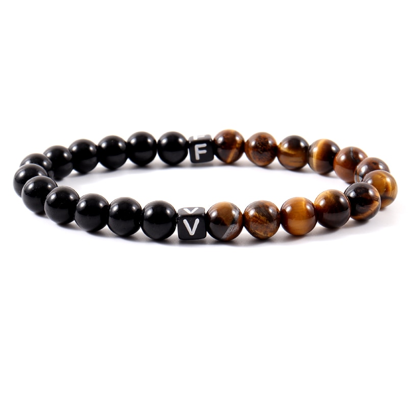2022 nowych moda list para bransoletka dla kobiet mężczyzn klasyczny Handmade Strand 8mm kamienny koralik bransoletka biżuteria prezent: 4 / 19-20cm
