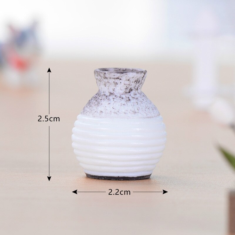 Simuleringsvas mini jardiniere harts hantverk miniatyrväxt älva trädgårdstillbehör fotografi rekvisita gör-det-själv inredning: Grå