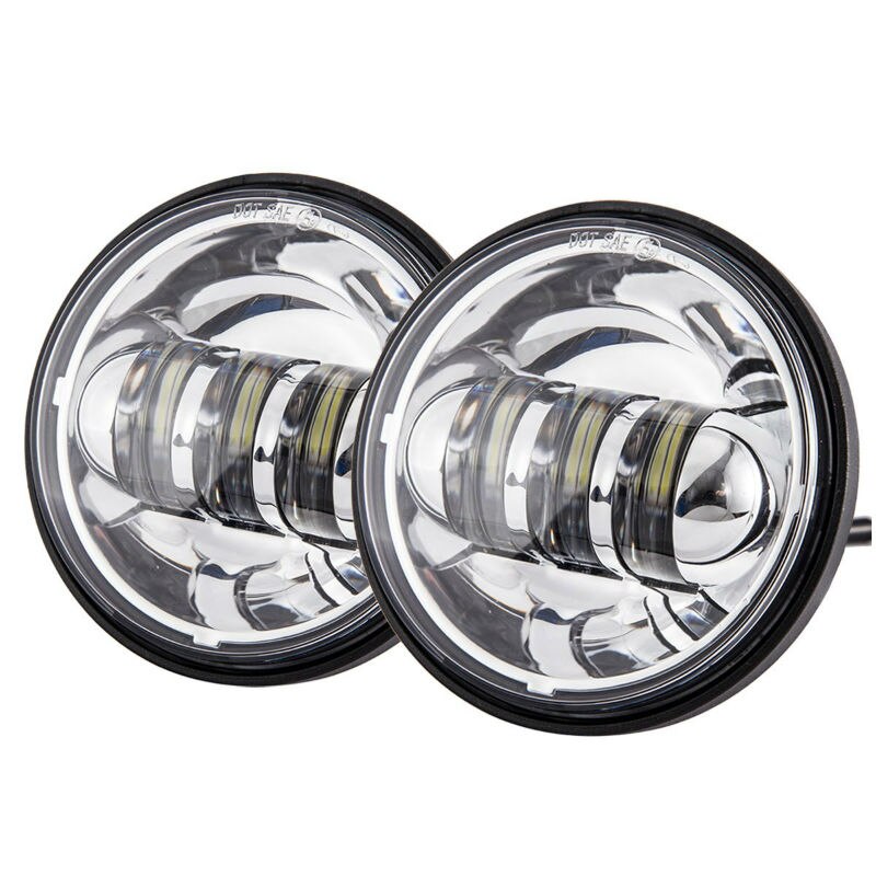 7Inch Ronde Led Koplampen + 4.5Inch Fog Passeren Lichten En Adapter Ring Voor Harley Touring Electra Glide Road king Street Glide: 2PCS Chrome