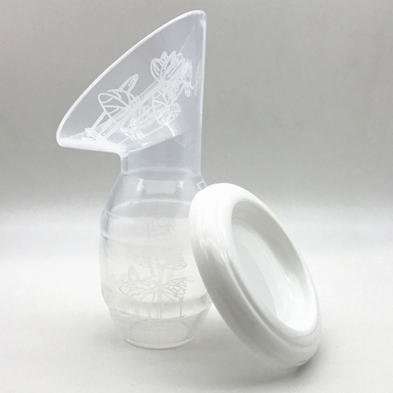 Manual Breast Pump Silicone Milk-sucking Collector Baby Breastfeeding Milk Saver Suction Bottle BM88: White