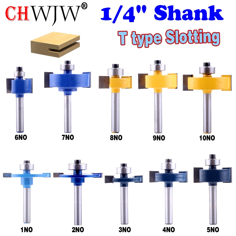 1 st 1/4 "Schacht T type lagers hout frees Industriële Grade Rabbeting Bit houtbewerking tool frezen voor hout