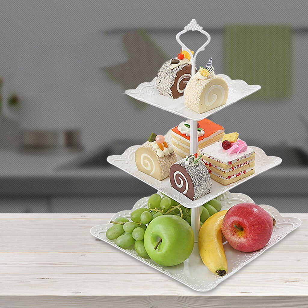 3 Tier Taart Plaat Stand Afternoon Tea Bruiloft Platen Deel Dessertbord Fruit Opbergrek Tablewaretool Houder