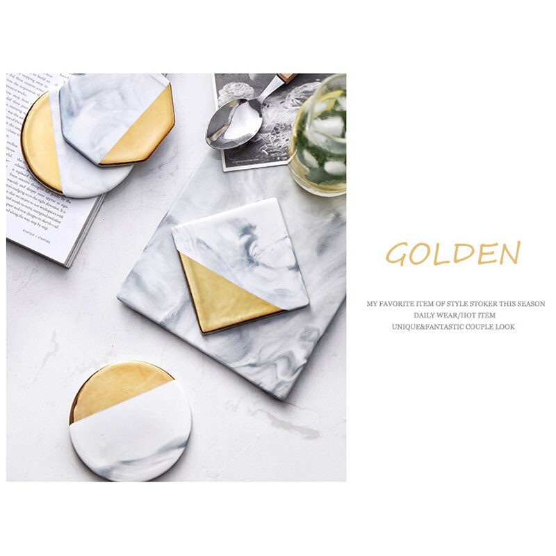 Onderzetter van keramiek, hittebestendig marmerpatroon voor keuken, thuis, koffie en thee, din 889