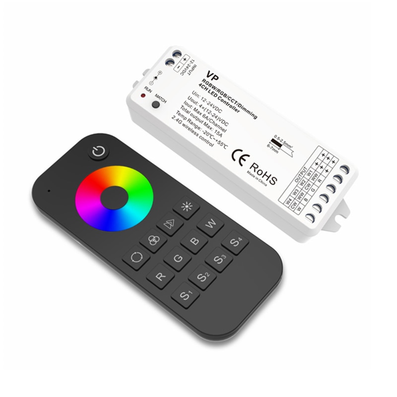 SKYDANCE Led RGBW Strip Controller 12V 24V 2.4G RF Remote Wireless 6A 4 Channel 15A Output Ribbon Tape String Controller