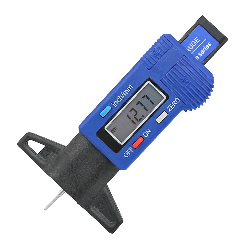 0-25mm pomiar głębokości opon linijka suwmiarka cyfrowa w/wyświetlacz LCD grubościomierz miernik opona samochodowa zużycie wykrywania narzędzie pomiarowe: Niebieski
