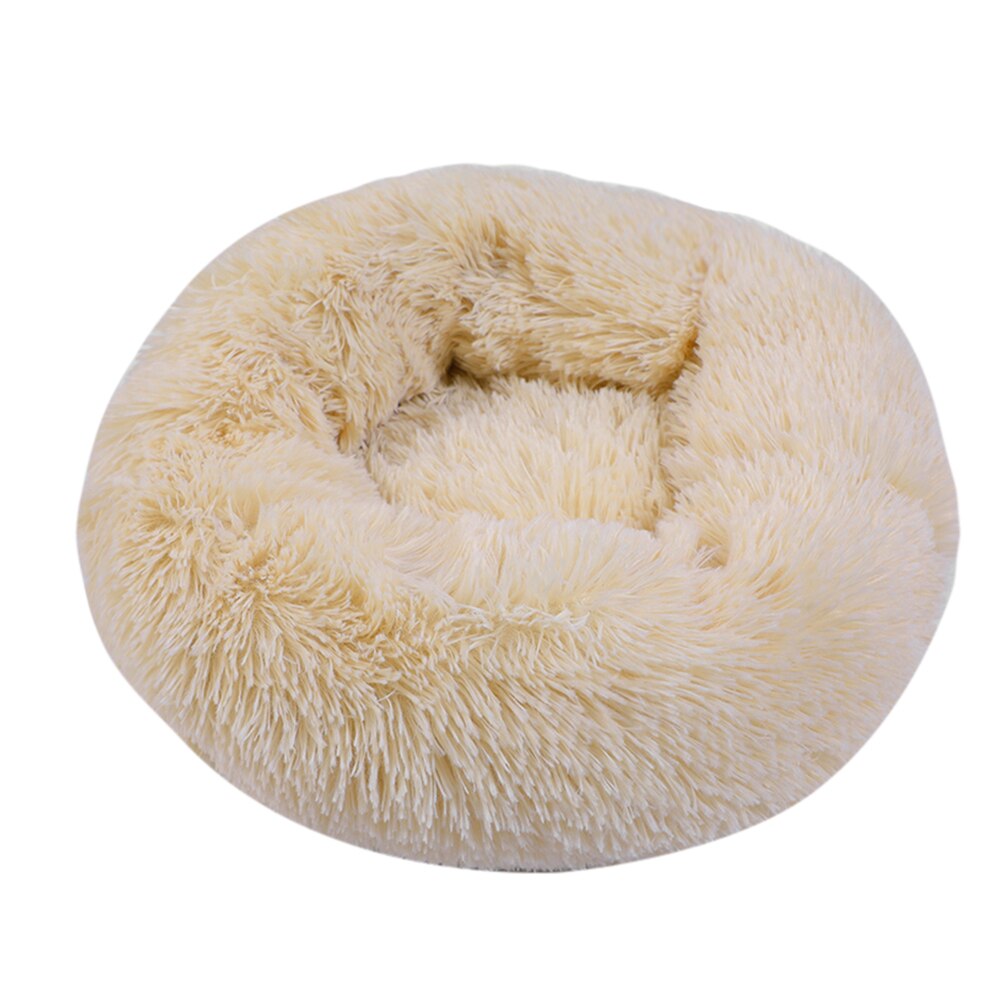 Hond Bed Ronde Pluche Kat Huis Hond Mat Winter Warme Slaapzak Katten Nest Zachte Lange Pluche Hond Mand Huisdier Kussen draagbare Levert: Beige Brown / S-50cm