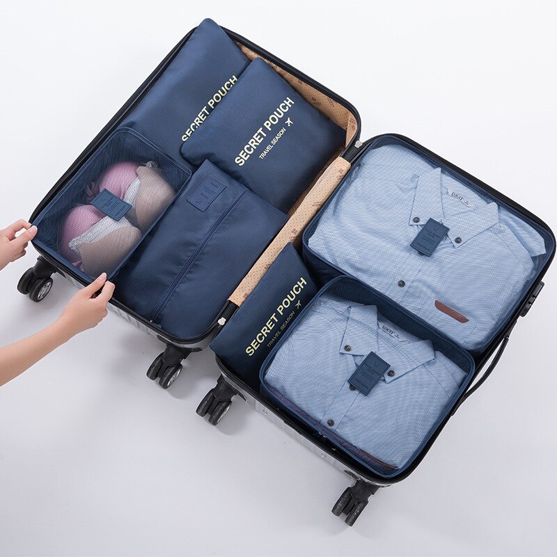 7 Teile/satz Reisetasche Kleidung Unterwäsche Schuhe Verpackung Organisatoren Cube Tragbare Kulturbeutel Machen Up Pouch Reise Zubehör Liefert: F12