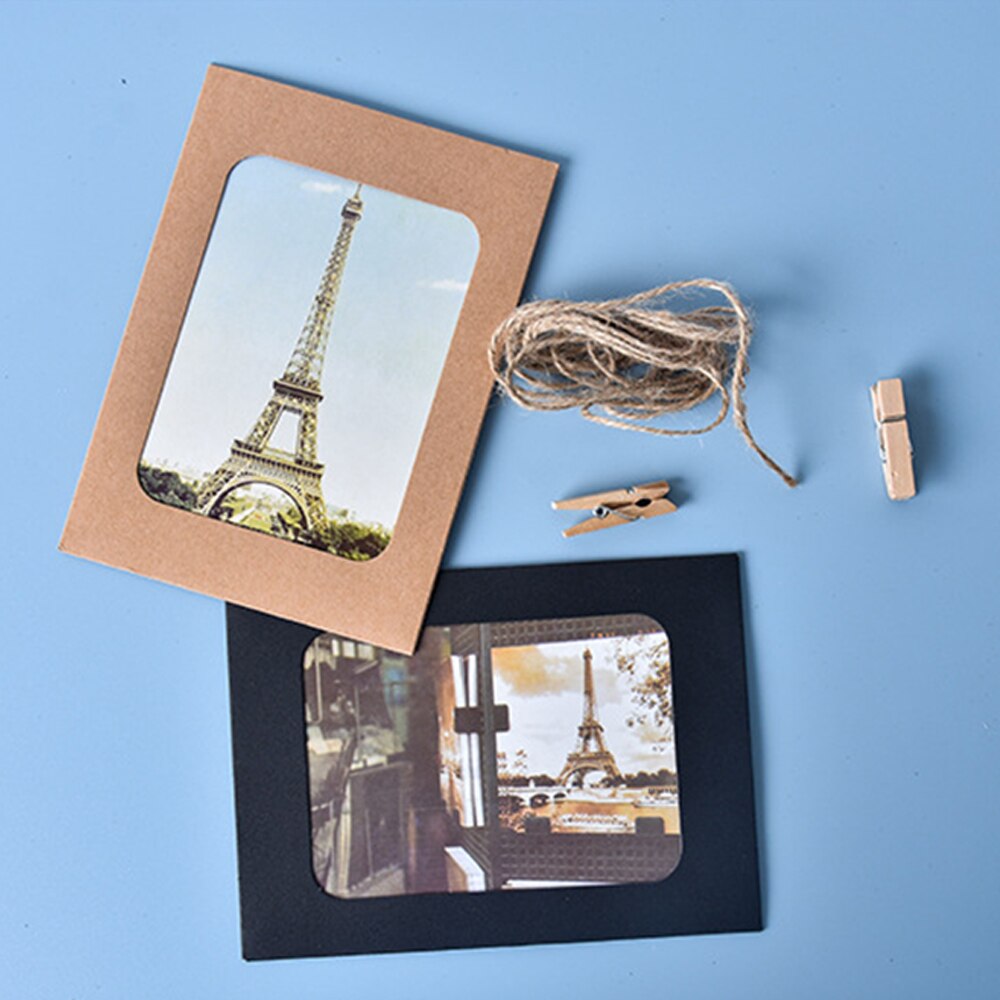 10 Pcs Vintage Kraft Cardboard Photo Frame Hanging Photo Album Frame Kraft Paper Photo Frame Set With Wall Decoration Diy