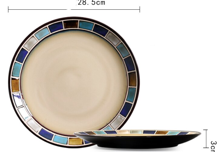 Cartoon Dinner Plate Set Ceramic Kitchen Plate Breakfast Tableware Set Food Dishes Rice Salad Noodles Bowl Soup Kitchen: 001