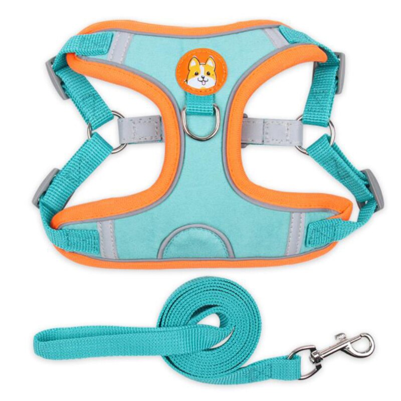 Breathable Small Dog Harness And Leash Cloth Safety Mesh Chest Strap Collar For Kitten Cat Chihuahua Pug Bulldog Cats Vest: Lake Blue / M