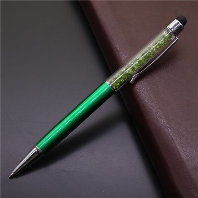 10 stücke Kreative Stylus Touch Pen kristall 0,7mm Kugelschreiber für Schreiben Schreibwaren Büro Schule Schwarz refill 2 in einem: green