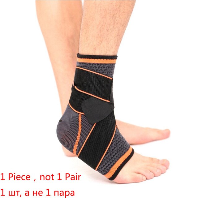 1PC 3D Ginásio de Esportes de Apoio Tornozelo Pressurizado Apoio para o Punho Badminton Ankle Brace Protector com Alça Cinto Elástico de Fitness 2020: Orange / L