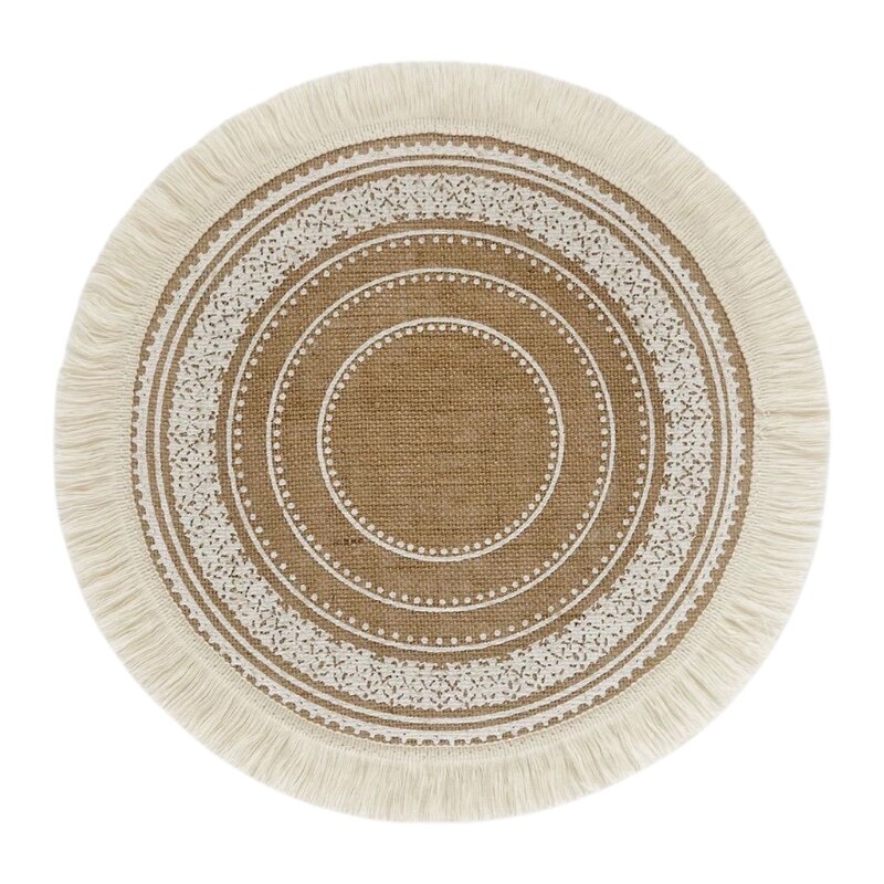 Napperon rond tissé en macramé, napperon rond, bohème, glands, tapis de Table, tasse, assiette, dessous de verre, directe: B