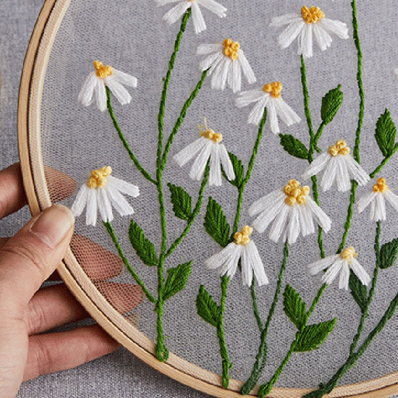 DIY Embroidery Kit With Instructions For Starter Home DIY Embroidery 1 Set Thread With Embroidery Hoops Home Decoration