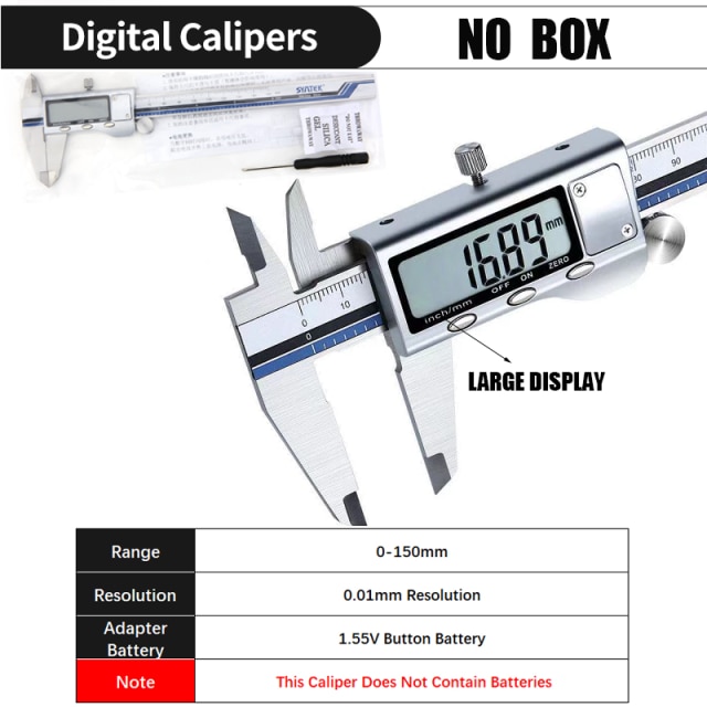 Digital Metal Caliper Electronic Vernier Caliper tool Micrometer Ruler Measuring Tools ABS Plastic Shell 0-150mm Calipers: Large digitalN
