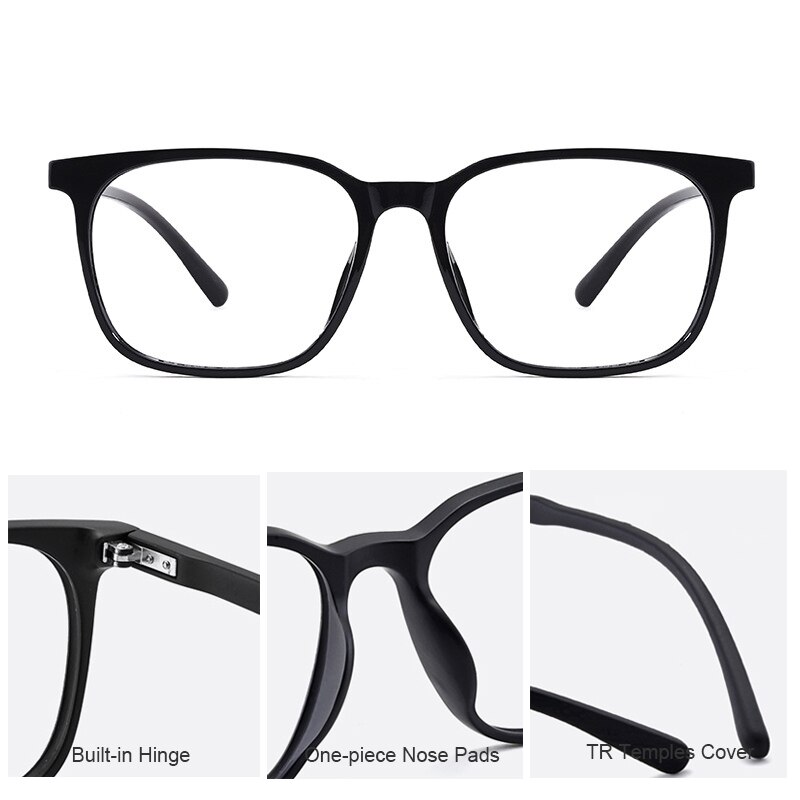 UVLAIK TR90 Glasses Frame Men Women Ultralight Imitation Wood Grain Myopia Spectacle Frame Casual Square Retro Eyeglasses