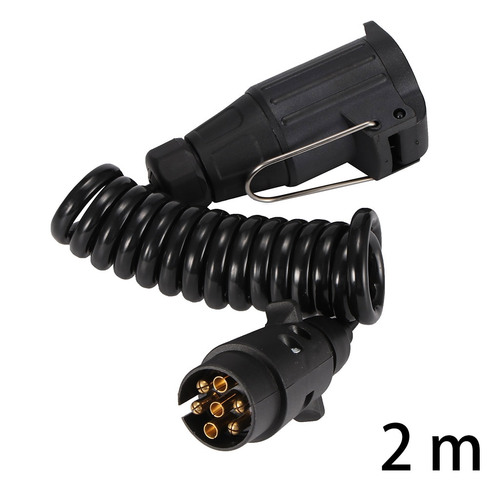 12V 7-13 Pin Trailer Plug Socket With Spring Cable 2M Extension Cord Wiring Caravan Connectors 12V Car Accessories