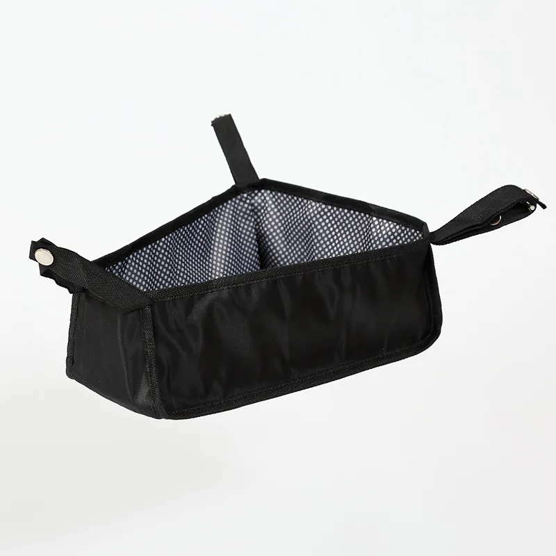 Universal Baby Stroller Bottom Organizer Bag Portable Mesh Tissue Toy Storage Basket with Hard Board Stroller Accessories Black: black