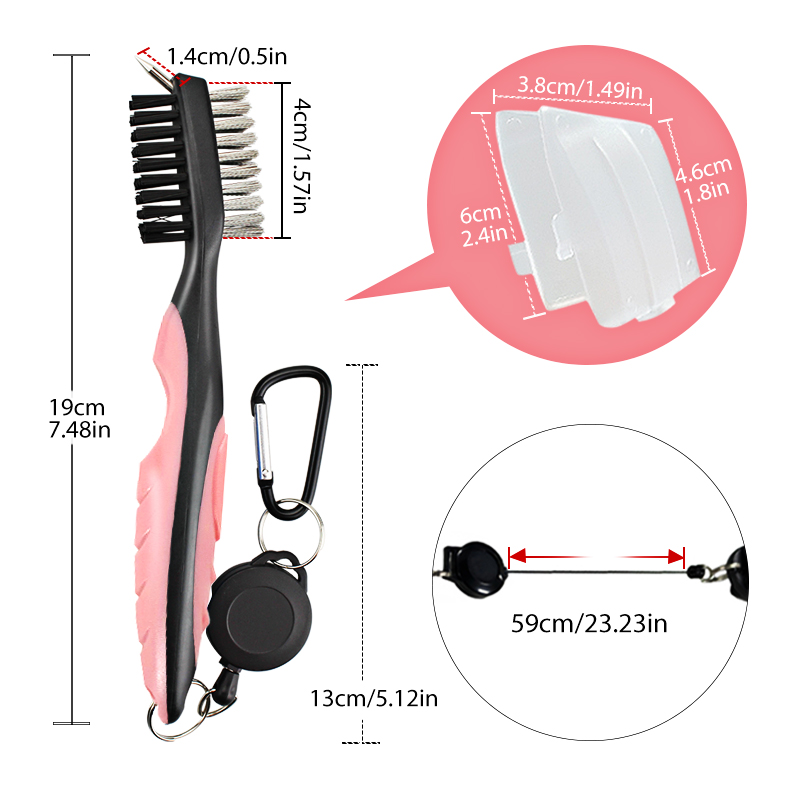 Golfclubborstel Golf Groove Reinigingsborstel 2-zijdige Golf Putter Wedge Ball Groove Cleaner Kit Reinigingsgereedschap Golfaccessoires