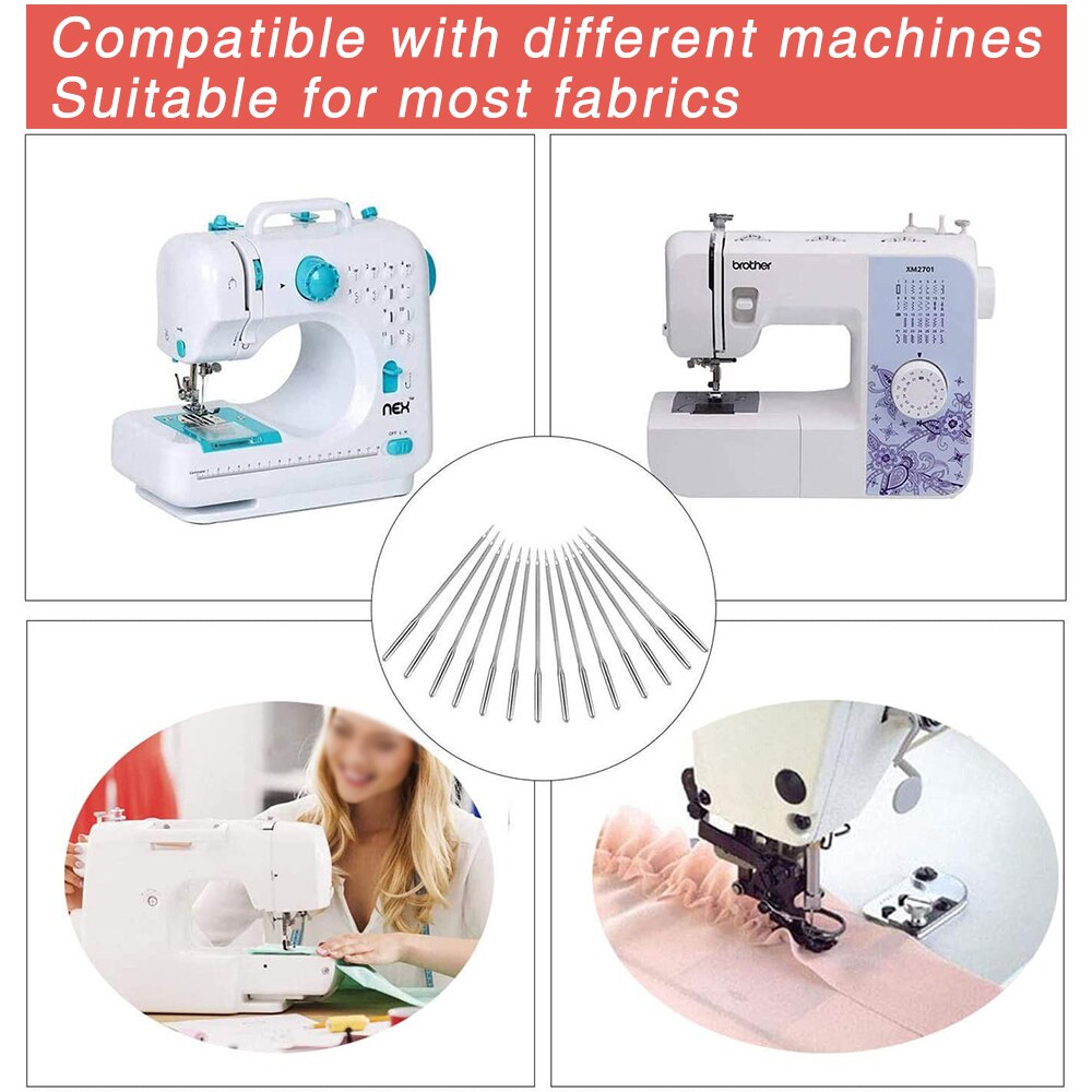 20Pcs Mixed Size Jeans Universal Sewing Machine Needles Domestic Stainless Steel Sewing Needles for All Domestic Sewing Machine