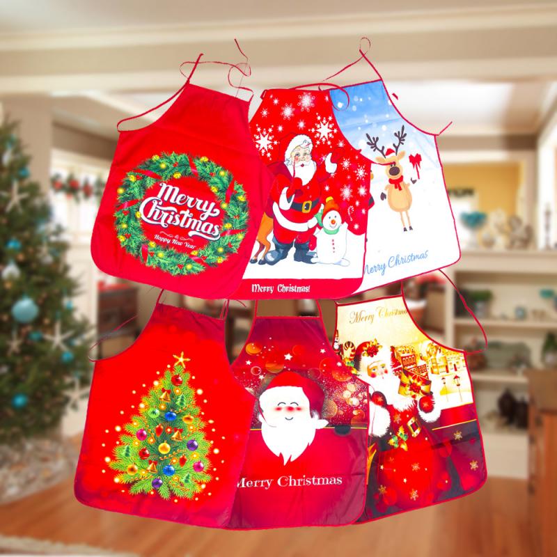Kitchen Aprons Funny Household Party Christmas Decorations Aprons Christmas Adult Santa Apron For Xmas Home Kitchen Cooking