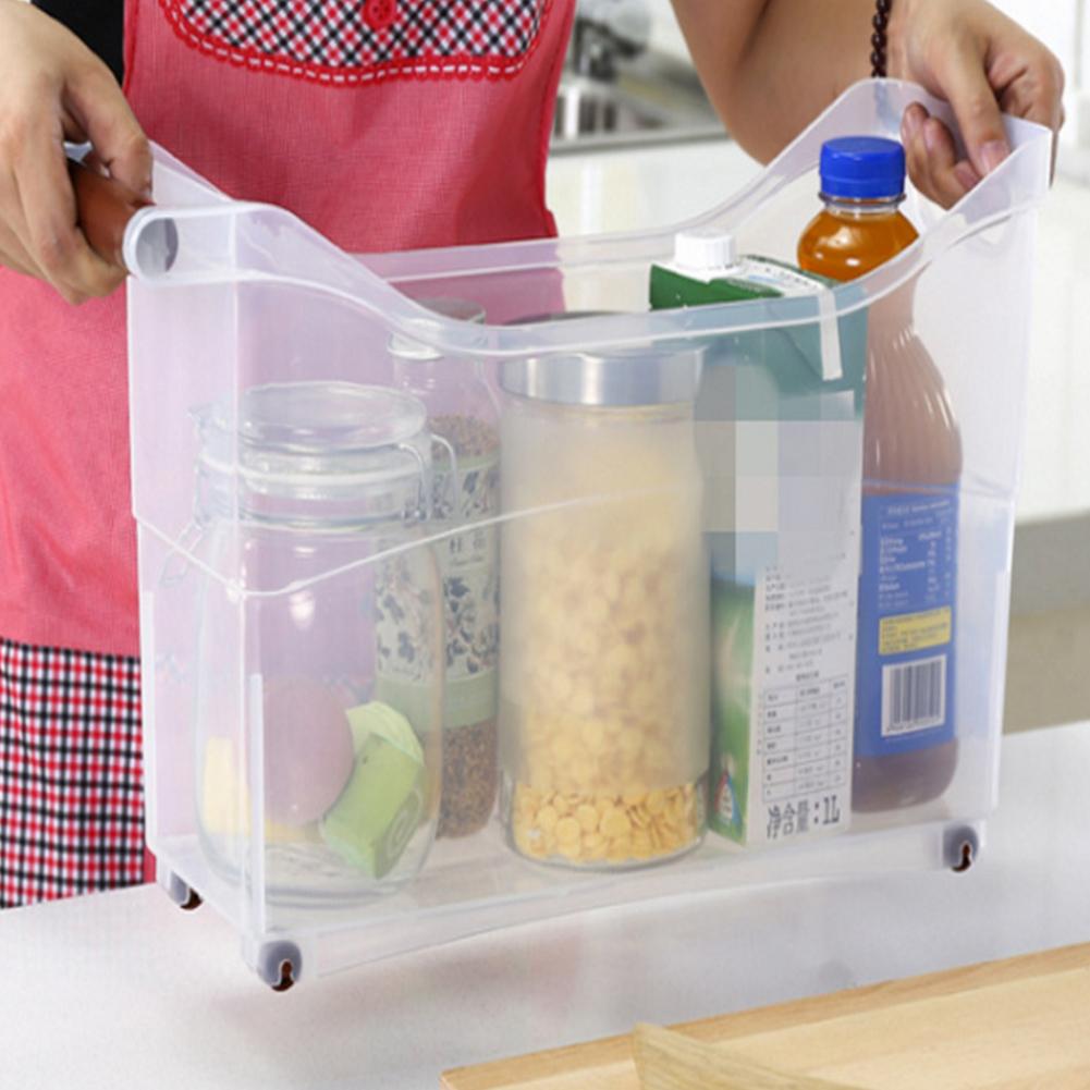 Kitchen Storage Box Transparent PP Large Capacity Storage Organizer On Wheels Can Storage Container With Castors Kitchen Gadgets