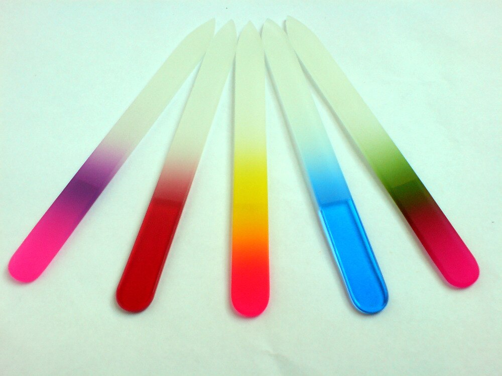 5 stks/partij mix kleuren Glass Nagelvijlen Duurzaam Crystal File Case 5-1/2"