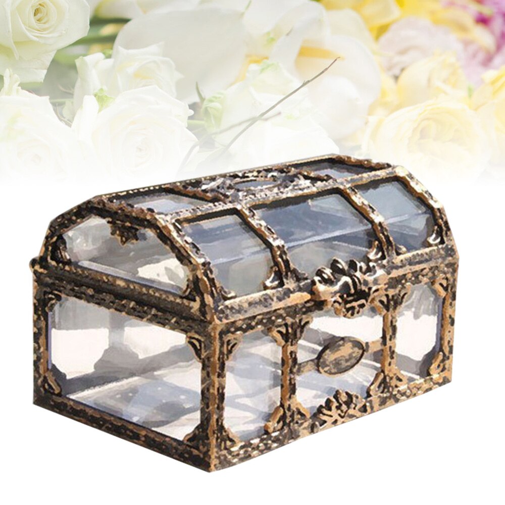 2 Stuks Transparant Piraat Schatkist Crystal Jewelry Box Organizer Trinket Aandenken Schat Borst
