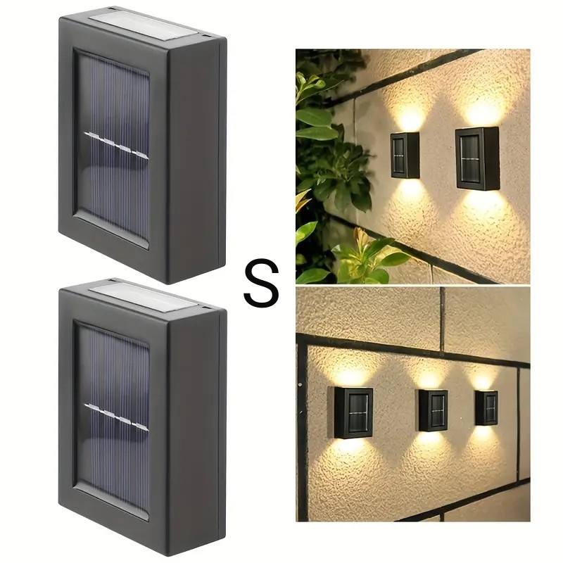 2 LED Solar Light Outdoor Waterproof Solar Wall Lamp Up and Down Lighting Garden Stairs Fence Decoration Sunlight Powered Lamp: ROSE