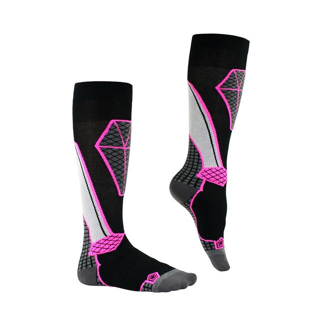 Männer Frauen Winter Warm Thermische Ski Socken Dicke Sport Snowboard Radfahren Skifahren Fußball Socken Thermosocks Beinlinge socke: Black rosered / L 45-47