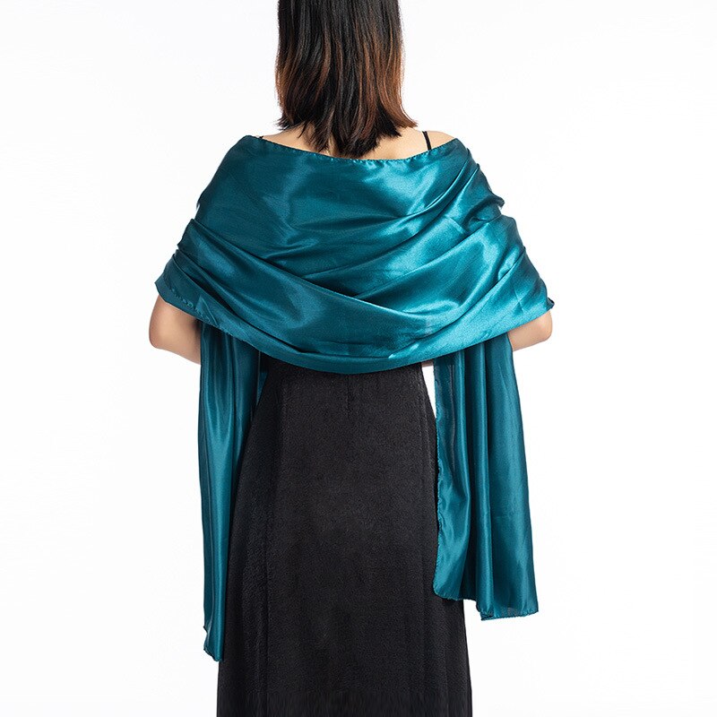 Ensfarvet satin aftenkjoler fest sjal tørklæde til kvinder brudekjole sjal foulard femme brude boleroer trækker på skuldrene vikler: 16