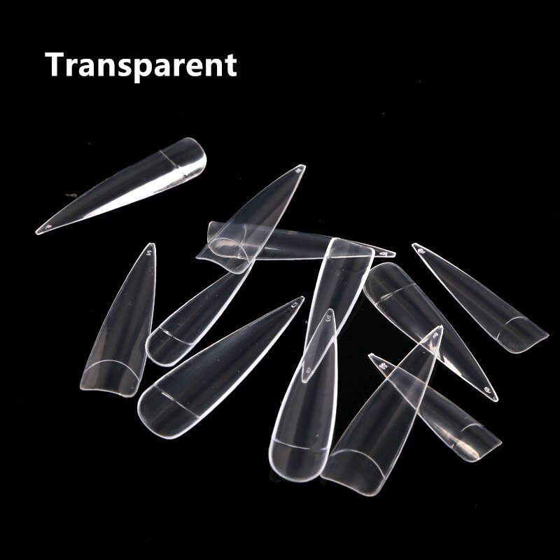 12 Stuks Lange Half Valse Nagels Stiletto/Vierkante Acryl Nail Art Valse Nagel Tip Stiletto Franse Nail Art Tips gereedschap: Transparent