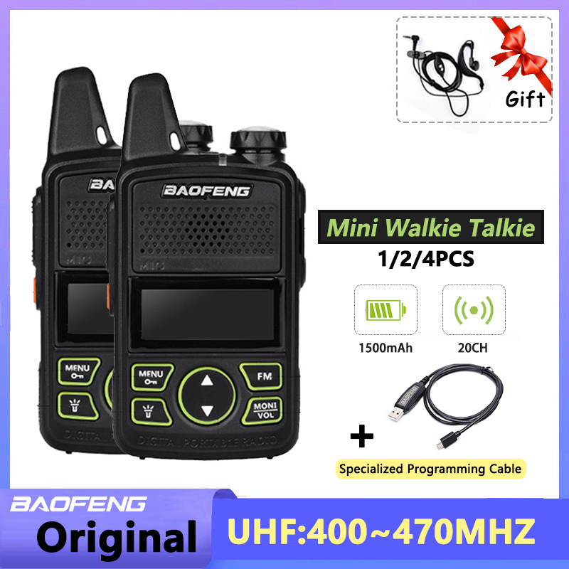 1/2/4PCS Baofeng BF-T1 MINI Walkie Talkie UHF 400-470MHz USB Charger Portable Two Way Radio Noise Cancellation Kids Toys