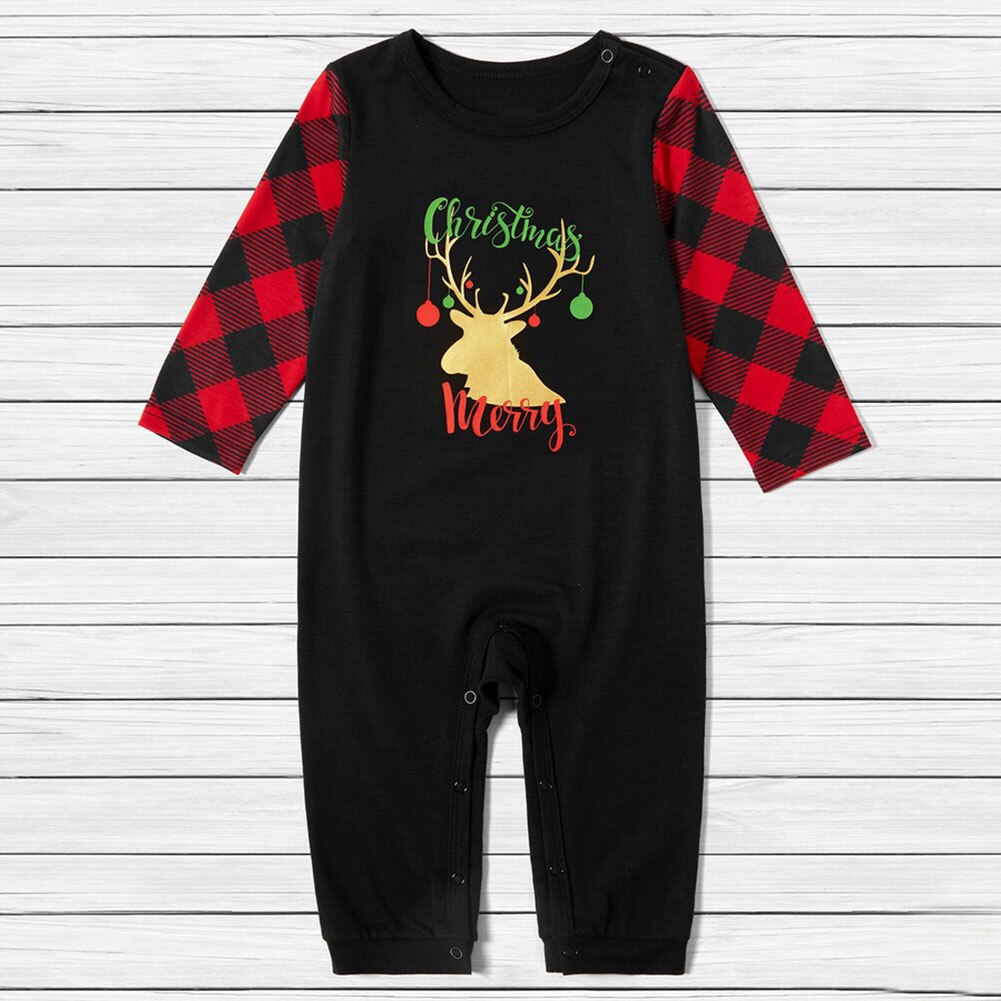 Xmas Family Kids Adult Matching Christmas Pajamas Set Pjs Plaid Elk Print Casual Family Matching Outfit Nightwear Home wear
