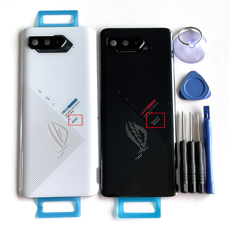 6.78 &quot;Original Für Asus ROG 5 5S Telefon 5 ZS673KS Batterie Abdeckung + Kamera Rahmen Objektiv + Aufkleber gehäbenutzen Für ROG Telefon 5s Mittleren Rahmen