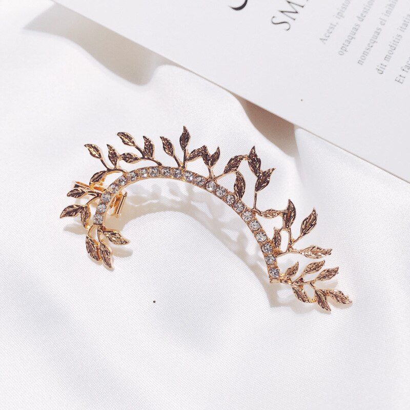 Pendientes nuevos de hoja de diamante con temperamento para mujer, joyería creativa de mujer, clip para la oreja colgante de dominación única exagerada,