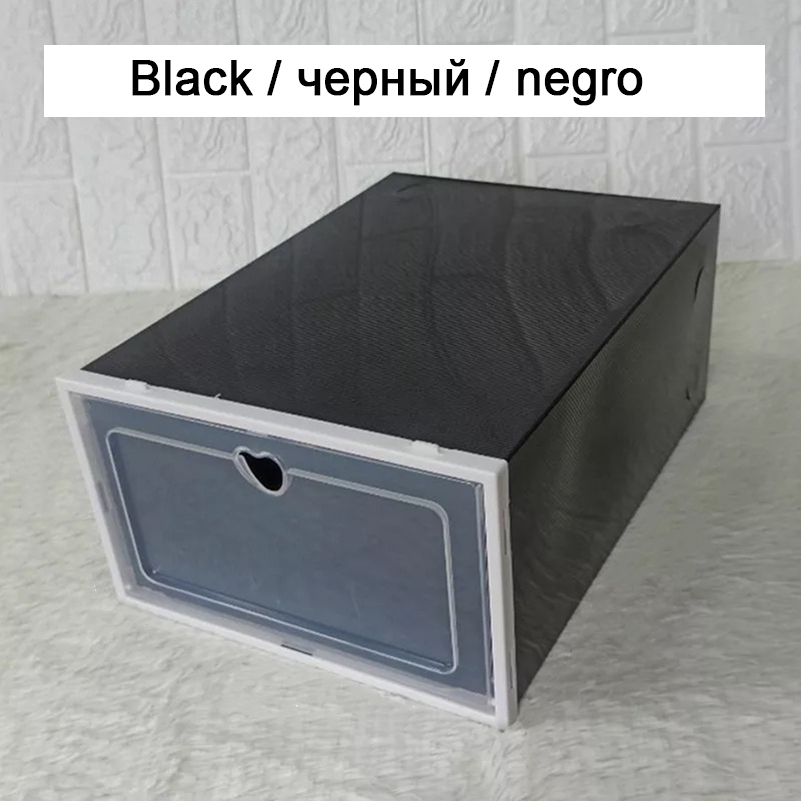 1pc flip skolåda förtjockad genomskinlig skohylla dammtät hopfällbar stapelbar skoorganisator förvaring skoskåp displaylåda: Svart / Män (33 x 23 x 14cm)
