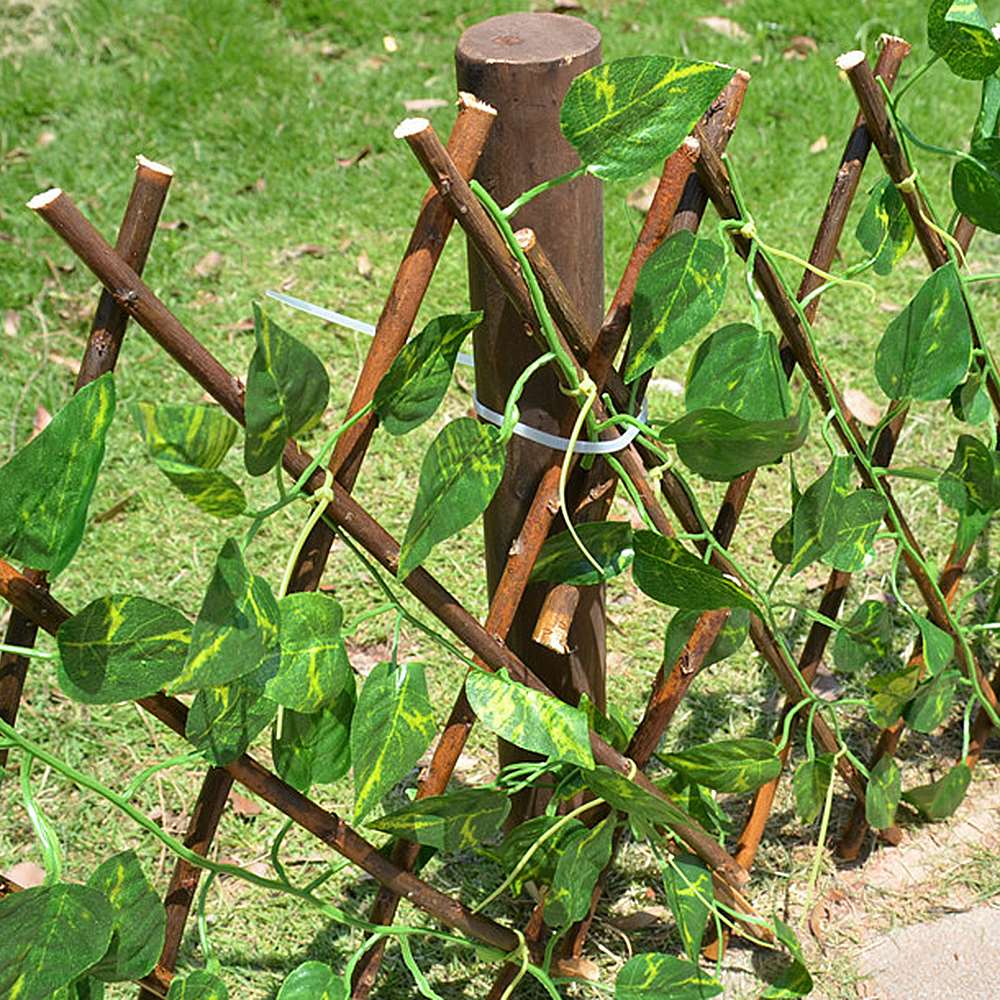 Green Vine Simulation Plant Telescopic Fence Decorative Wooden Fence Climbing Frame Gardening Plant Home Decorations