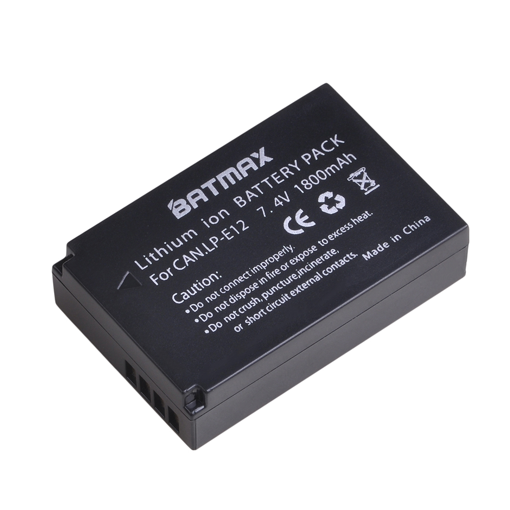 Batmax lp -e12 lpe 12 kamera batteri + lcd usb dual oplader med type c port til canon eos  m50,  eos  m100,100d kiss  x7 rebel  sl1