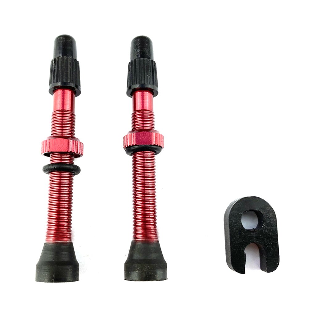 1 Pair 60mm Aluminum Alloy Stem French Presta Valve + Tool for MTB Road Mountain Bike Bicycle Tubeless Tire Tyre Accesories: Red